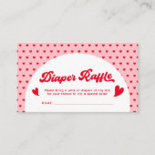 Rode en Roze Valentijn Baby shower Luier Raffle Informatiekaartje (Voorkant)