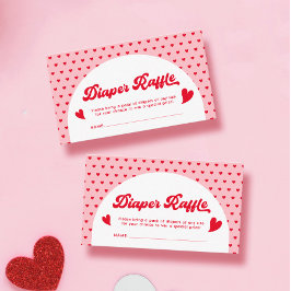 Rode en Roze Valentijn Baby shower Luier Raffle Informatiekaartje