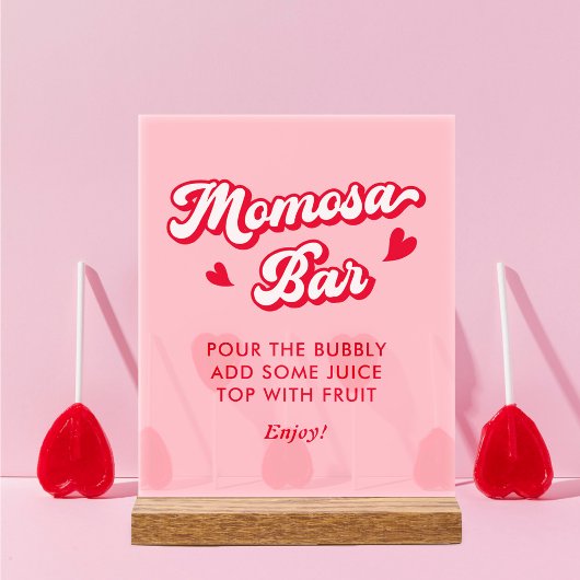 Rode en Roze Valentijn Baby shower Momosa Bar Acryl Bord