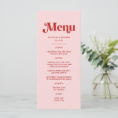 Rode en Roze Valentijn Bruiloft Menu (Staand voorkant)