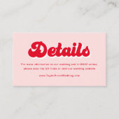 Rode en roze Valentijn bruiloft website Informatiekaartje (Voorkant)