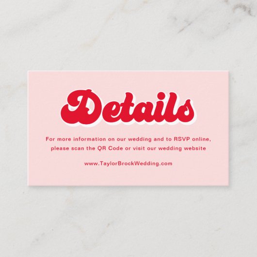 Rode en roze Valentijn bruiloft website Informatiekaartje (Voorkant)