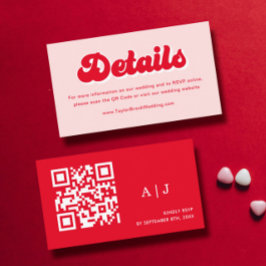 Rode en roze Valentijn bruiloft website Informatiekaartje