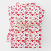 Rode en roze Valentijn harten en bloemen Inpakpapier Vel (In situ)