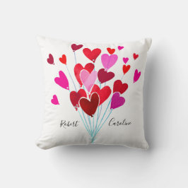 Rode en Roze Valentijn Harten Namen toevoegen Mono Kussen