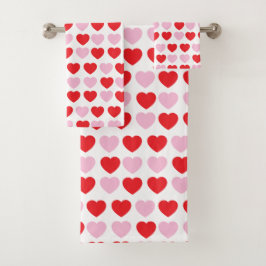 Rode en roze Valentijnsdag harten Bad Handdoek