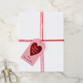 Rode en roze Valentijnsdag harten Cadeaulabel (Met Touw)
