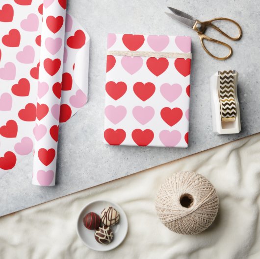 Rode en roze Valentijnsdag harten Cadeaupapier (Crafts)