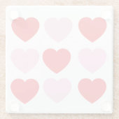 Rode en roze Valentijnsdag harten Glazen Onderzetter (Achterkant)