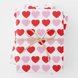 Rode en roze Valentijnsdag harten Inpakpapier Vel