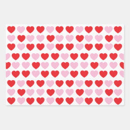Rode en roze Valentijnsdag harten Inpakpapier Vel