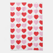 Rode en roze Valentijnsdag harten Theedoek (Verticaal)