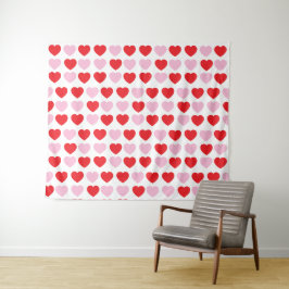 Rode en Roze Valentijnsdag Harten Wandkleed