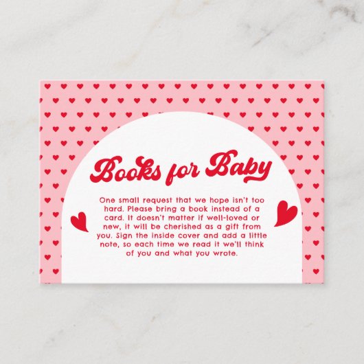 Rode en Roze Valentijnse Baby shower Boek Aanvraag Informatiekaartje (Voorkant)
