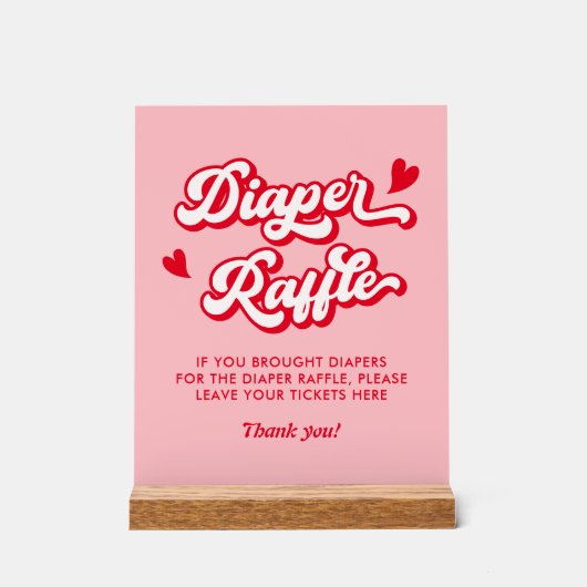 Rode en Roze Valentijnse Baby showers Luierkrabbel Acryl Bord (Voorkant)