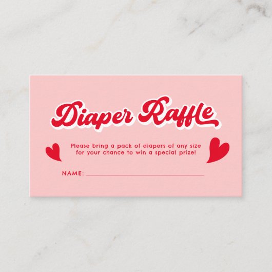 Rode en Roze Valentijnse Baby showers Luierkrabbel Informatiekaartje (Voorkant)