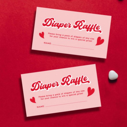 Rode en Roze Valentijnse Baby showers Luierkrabbel Informatiekaartje