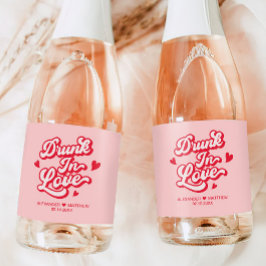 Rode en Roze Valentijnse bruiloft Champagne Favori Sparkling Wijnetiket