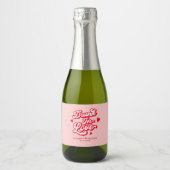 Rode en Roze Valentijnse bruiloft Champagne Favori Sparkling Wijnetiket (Voorkant)