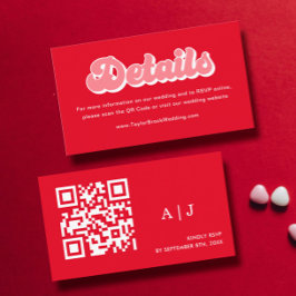 Rode en Roze Valentijnse bruiloft Website Details Informatiekaartje