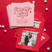 Rode en Roze Valentijnse trouwfoto Save The Date