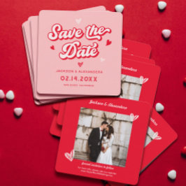 Rode en Roze Valentijnse trouwfoto Save The Date