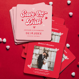 Rode en Roze Valentijnse trouwfoto Save The Date