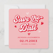 Rode en Roze Valentijnse trouwfoto Save The Date (Voorkant)
