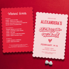 Rode en roze Vegas vrijgezellenfeest Kaart