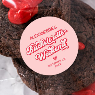 Rode en roze Vegas vrijgezellenfeest Ronde Sticker