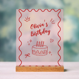 Rode en roze verjaardag acryl bord