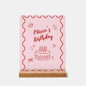 Rode en roze verjaardag acryl bord (Voorkant)