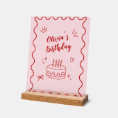 Rode en roze verjaardag acryl bord (Hoek)