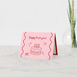 Rode en roze verjaardag bedankkaart