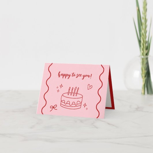 Rode en roze verjaardag bedankkaart (Voorkant)