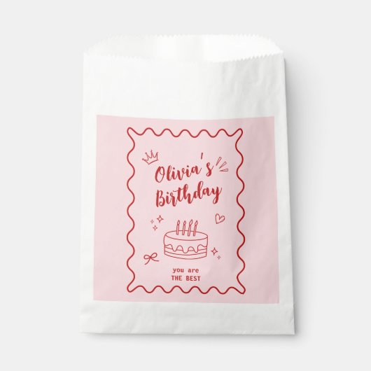 Rode en roze verjaardag bedankzakje (Voorkant)