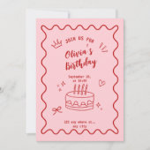 Rode en roze verjaardag kaart (Voorkant)