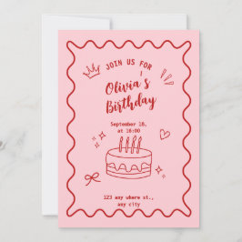 Rode en roze verjaardag kaart