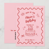 Rode en roze verjaardag kaart (Voorkant / Achterkant)