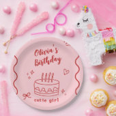 Rode en roze verjaardag papieren bordje (Feest)