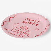 Rode en roze verjaardag papieren bordje (Gekanteld)