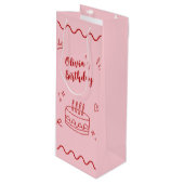 Rode en roze verjaardag wijn cadeautas (Voorkant Gekanteld)