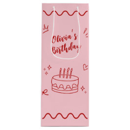 Rode en roze verjaardag wijn cadeautas