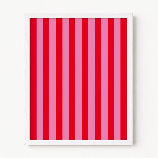 Rode en Roze Verticale Strepen Poster