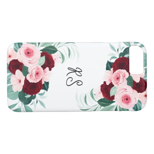 Rode en roze Waterverf bloemen Case-Mate iPhone Case (Achterkant (Horizontaal))