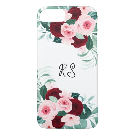 Rode en roze Waterverf bloemen Case-Mate iPhone Case (Achterkant)