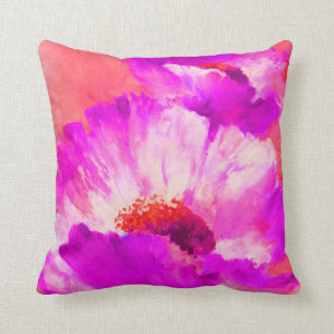 Rode en roze Waterverf bloemen Kussen