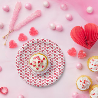 Rode en Roze Waterverf Harten Valentijn Papieren Bordje