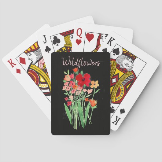 Rode en Roze Wilde Bloemen Tekst Pokerkaarten (Achterkant)