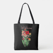Rode en Roze Wilde Bloemen Tekst Tote Bag (Achterkant)